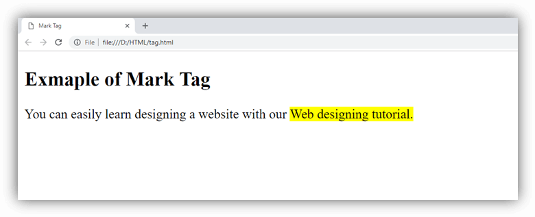 HTML mark tag