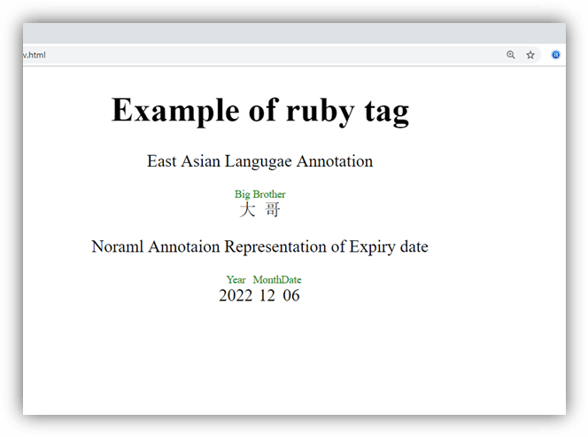 HTML ruby tag